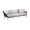 Armen Living Athos Indoor Outdoor 3 Seater Sofa in Light Eucalyptus Wood with Charcoal Rope and Gray Cushions LCATSOWDLT - alternate 3